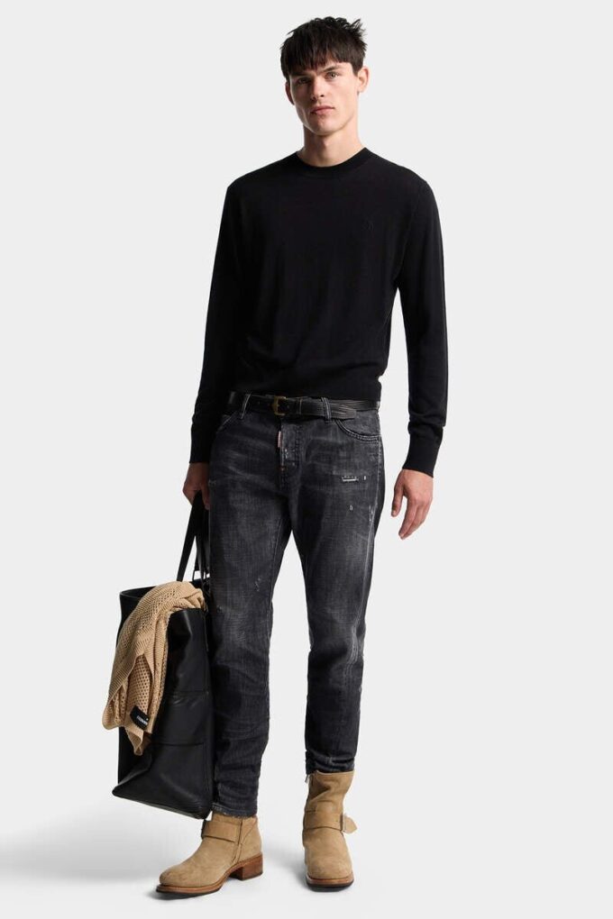 Black Fog Wash Slim Twist Jeans