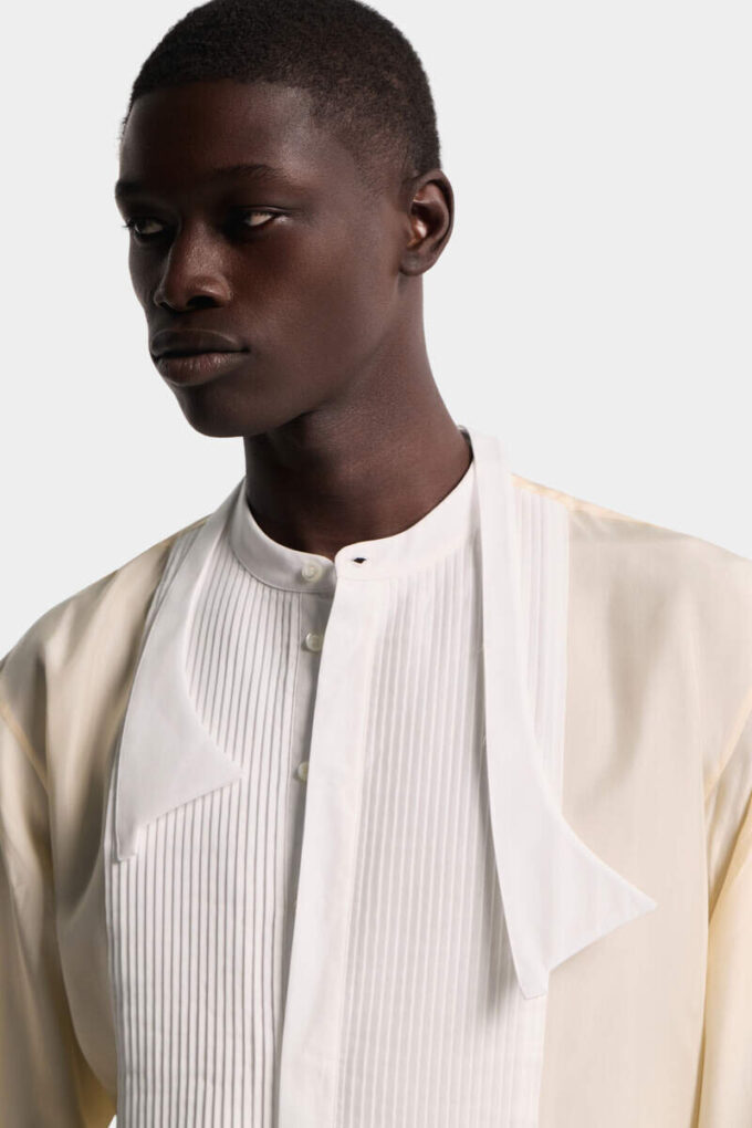 Bowtie Dropped Shoulder Silk Shirt