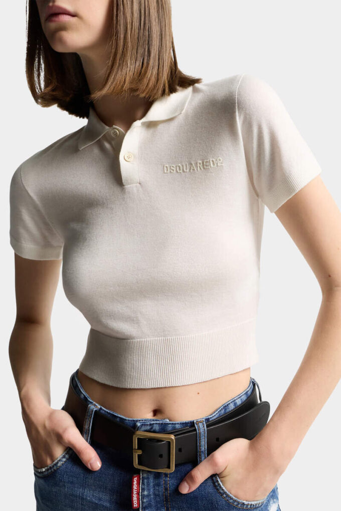 Cropped Knit Polo