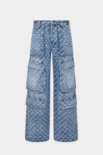 D2 Monogram Light Wash Cargo Jeans