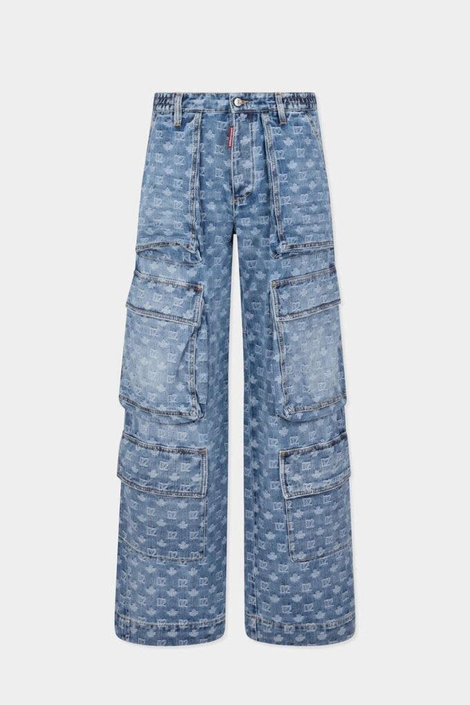 D2 Monogram Light Wash Cargo Jeans