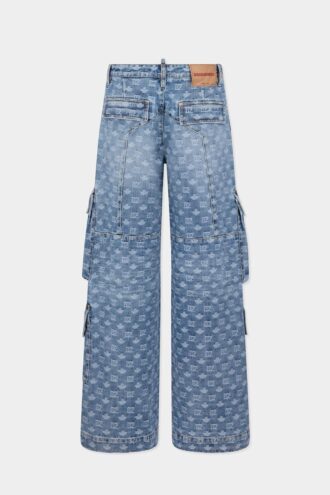 D2 Monogram Light Wash Cargo Jeans