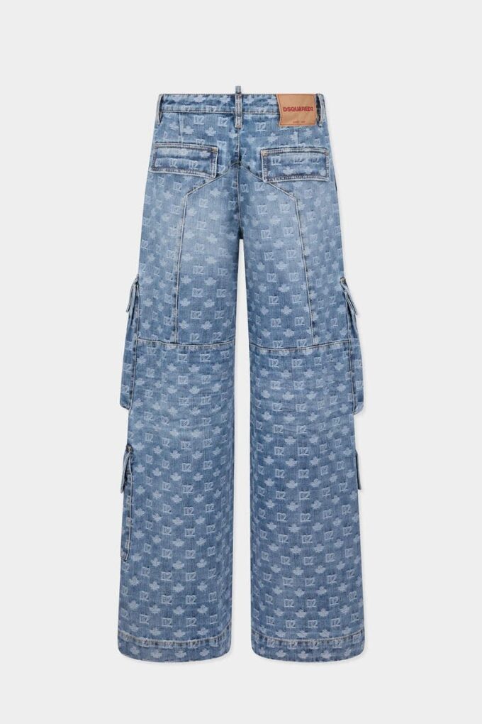 D2 Monogram Light Wash Cargo Jeans