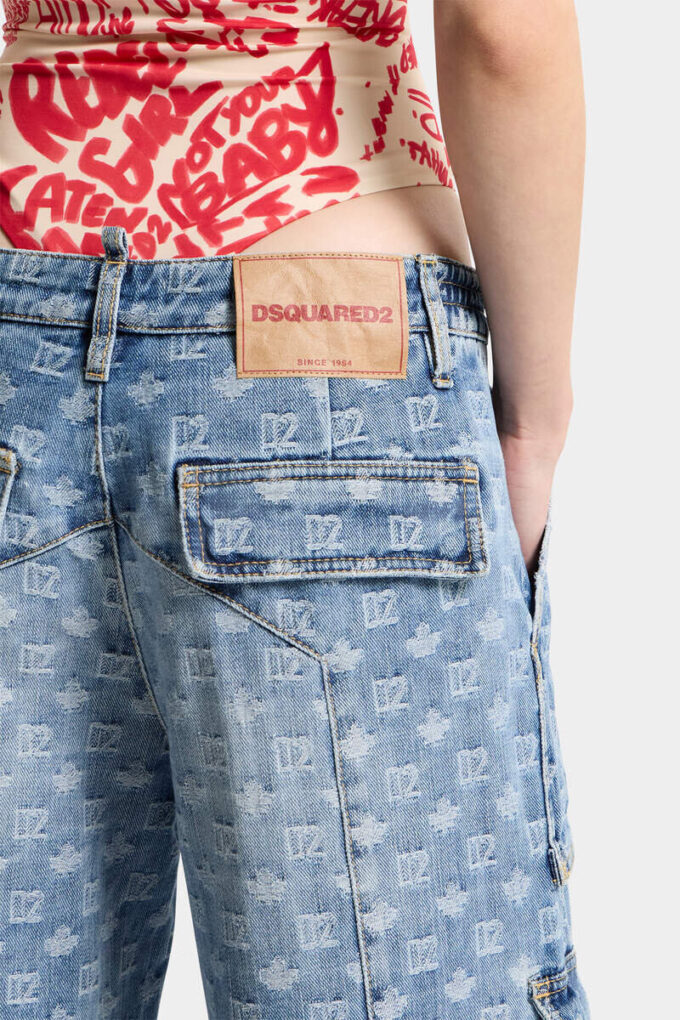 D2 Monogram Light Wash Cargo Jeans