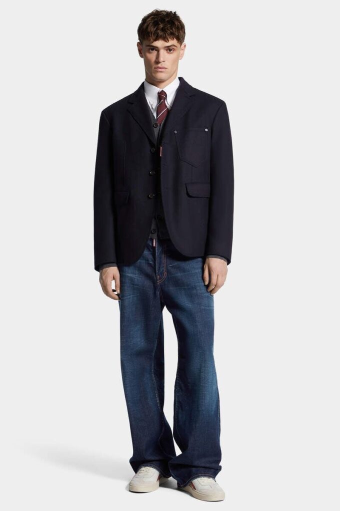 Dark Clean Wash Loose Jeans