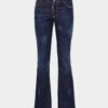 Dark Clean Wash Medium Waist Flare Jeans