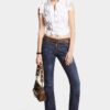 Dark Clean Wash Medium Waist Flare Jeans