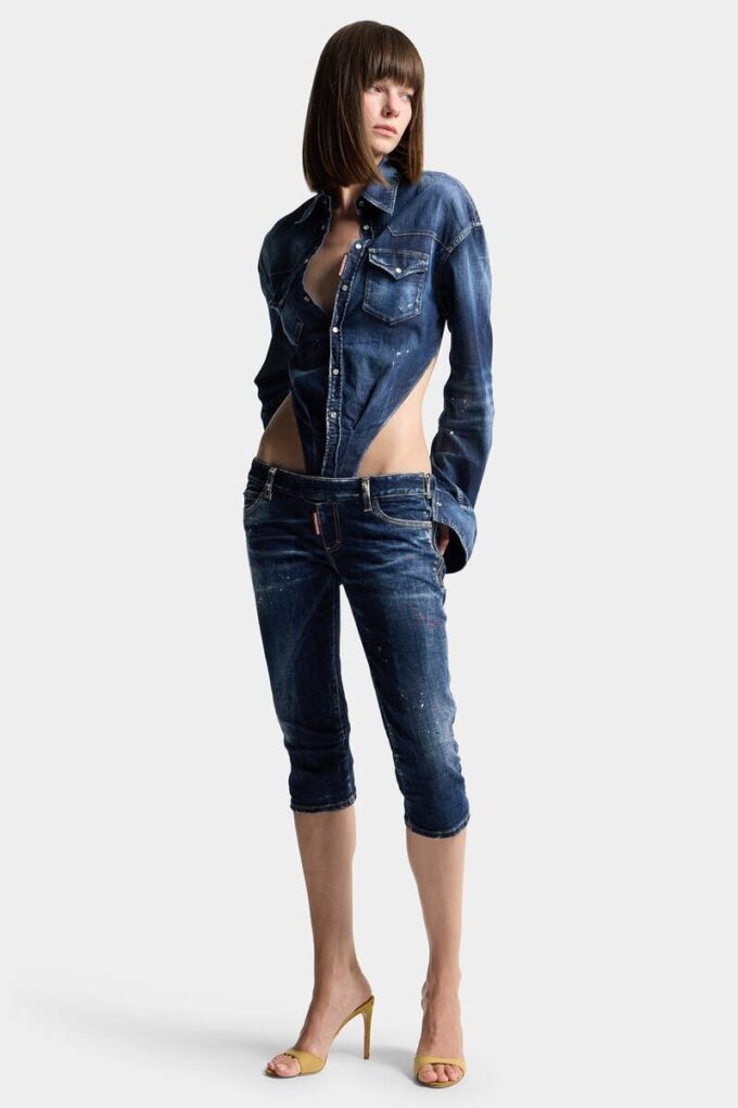 Dark Unzipped Summer Jeans