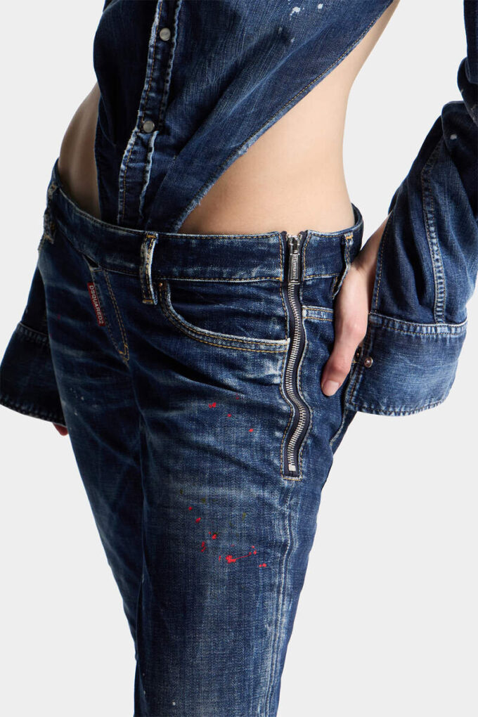 Dark Unzipped Summer Jeans