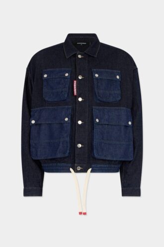 Dark Wash Cargo Jean Jacket