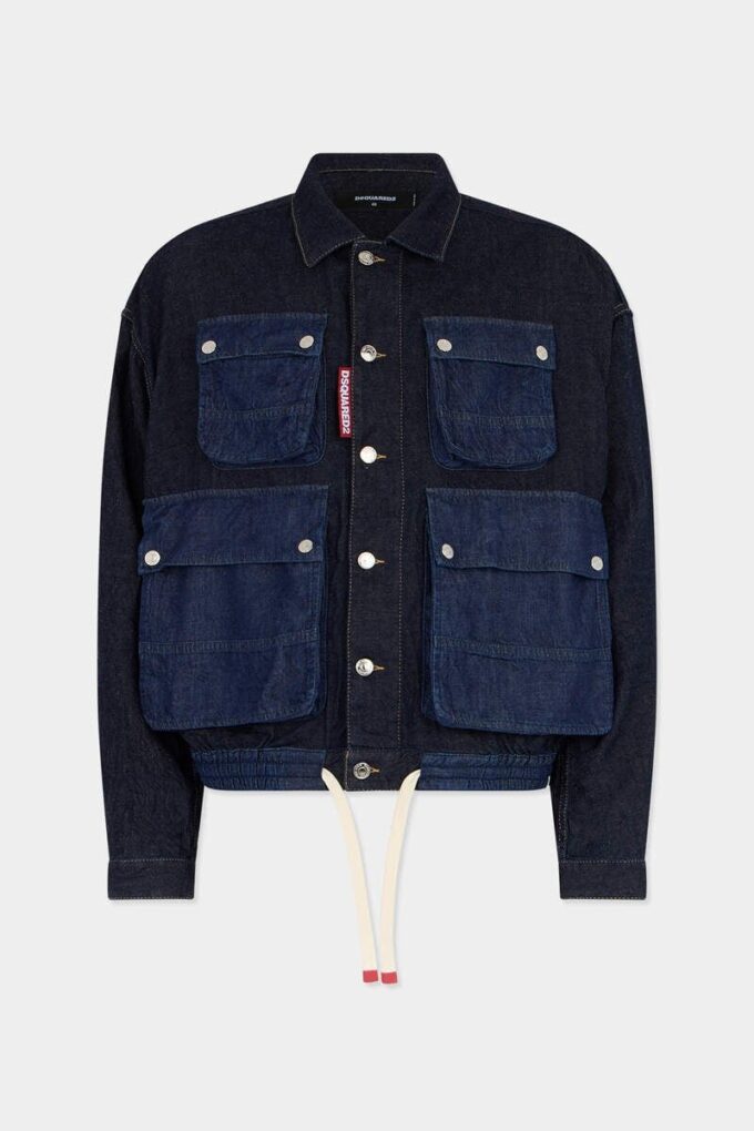 Dark Wash Cargo Jean Jacket