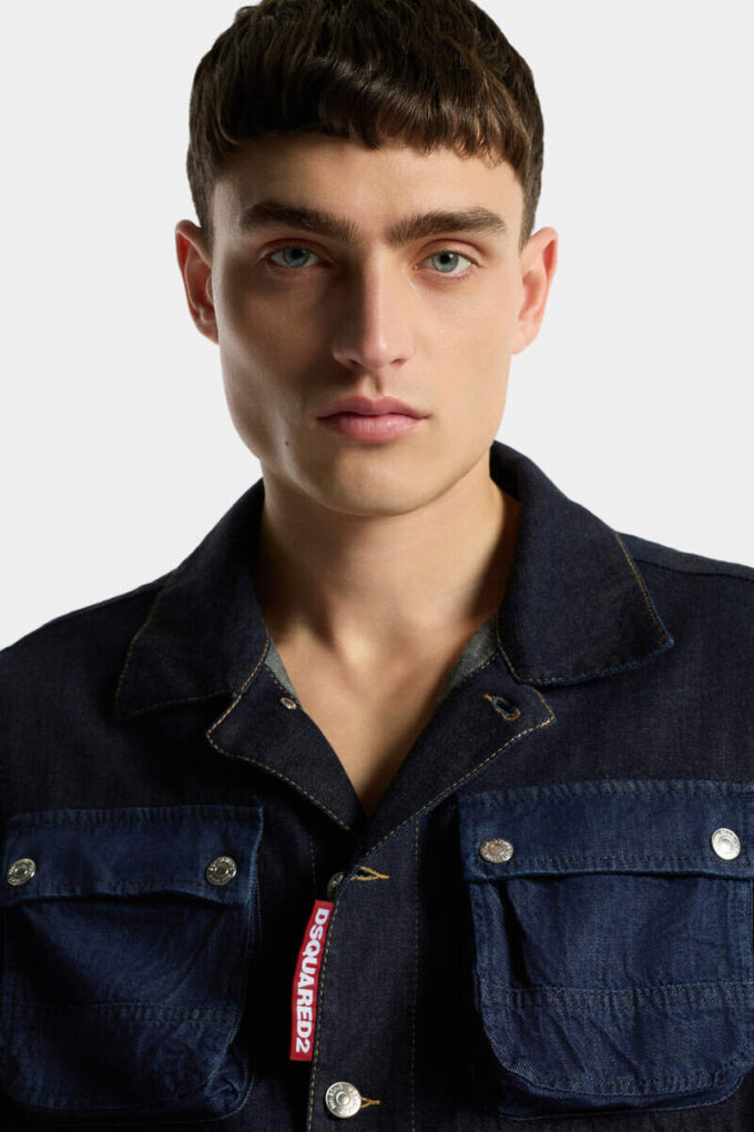 Dark Wash Cargo Jean Jacket