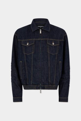 Dark Wash Drawstring Jean Jacket