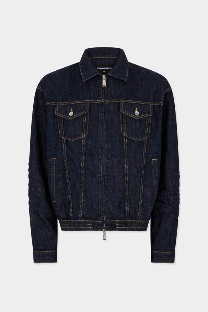 Dark Wash Drawstring Jean Jacket