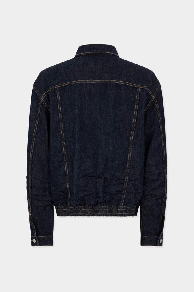 Dark Wash Drawstring Jean Jacket