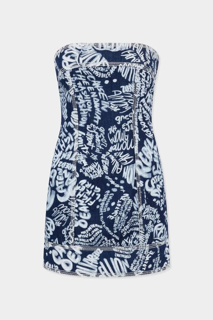 Dark Wash Rebel Hibiscus Denim Dress