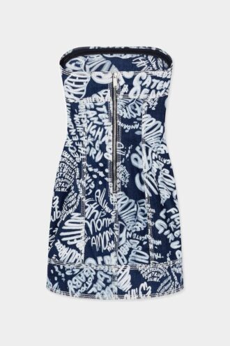 Dark Wash Rebel Hibiscus Denim Dress