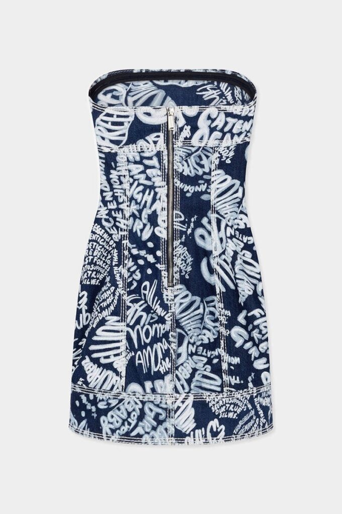 Dark Wash Rebel Hibiscus Denim Dress