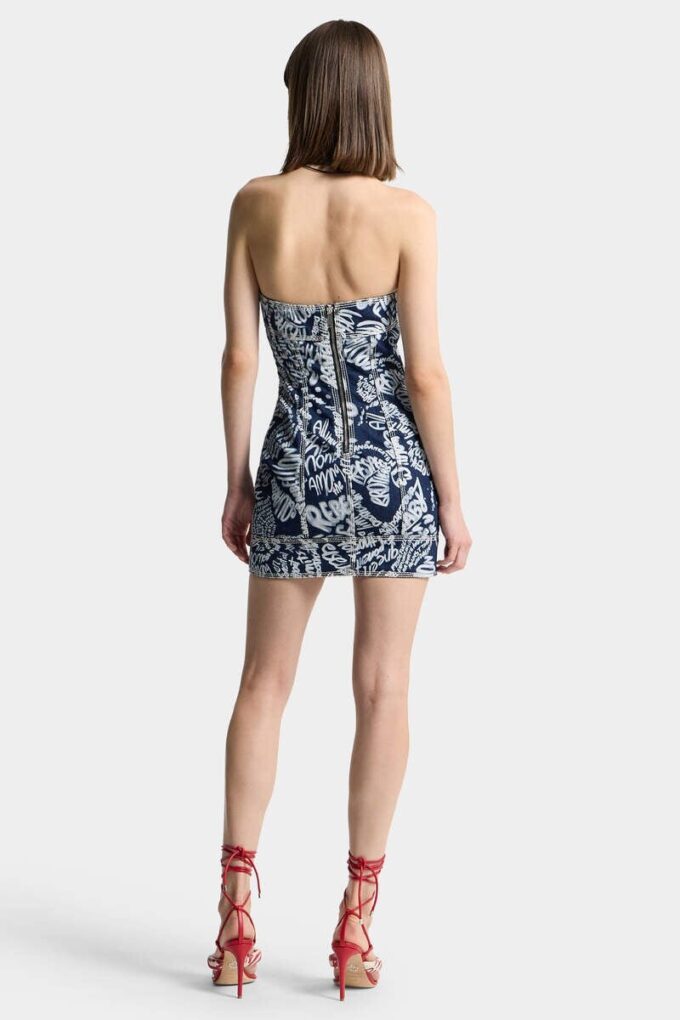 Dark Wash Rebel Hibiscus Denim Dress