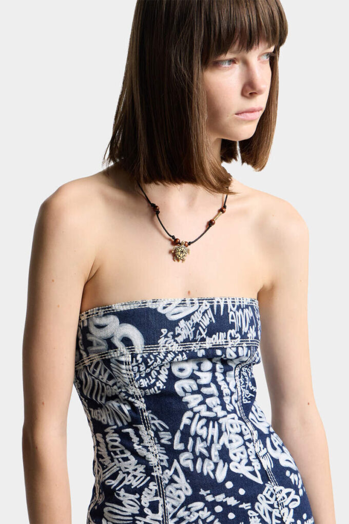 Dark Wash Rebel Hibiscus Denim Dress