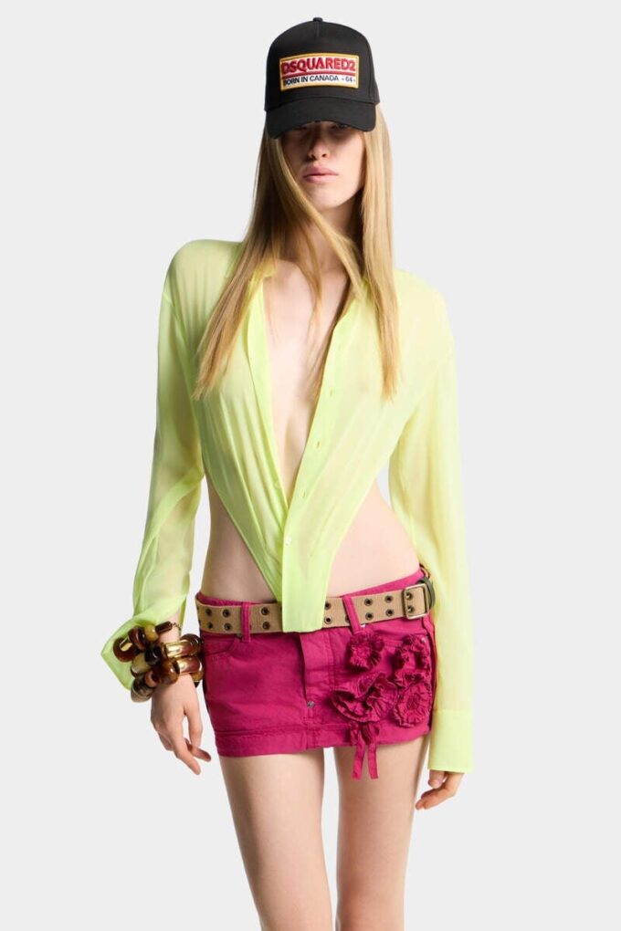 Deep Cut Sheer Shirt