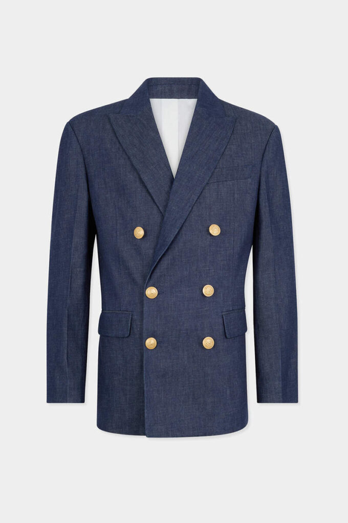 Denim Double Breasted Blazer