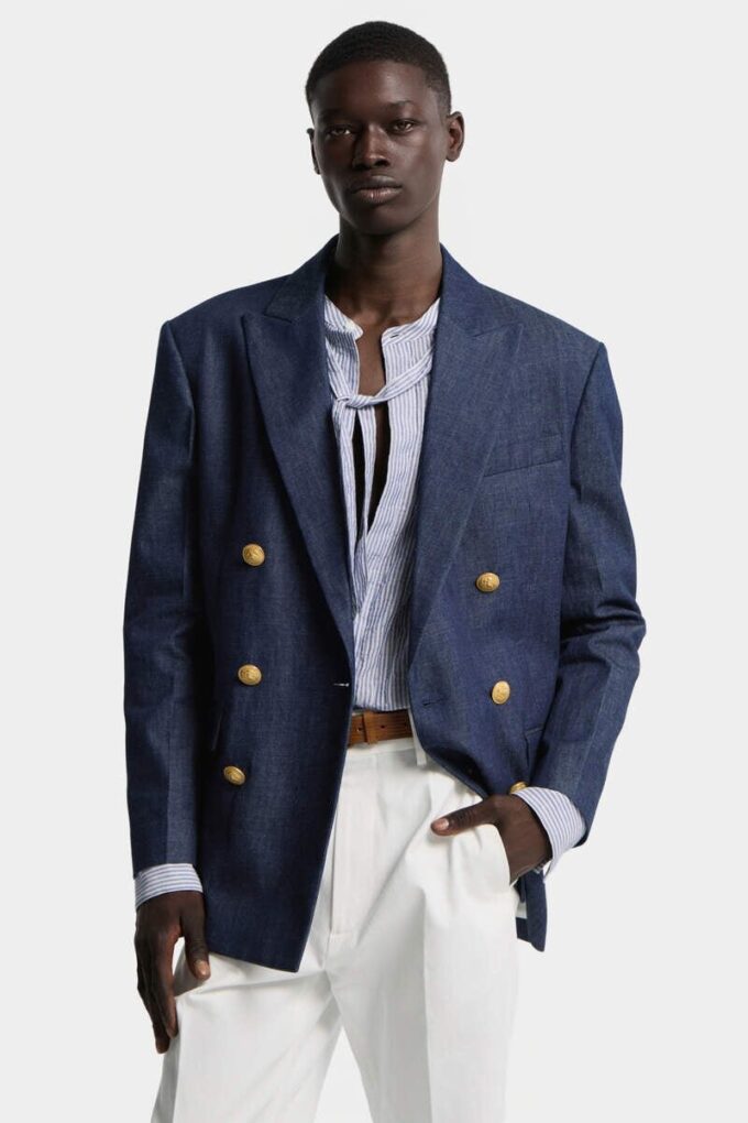 Denim Double Breasted Blazer