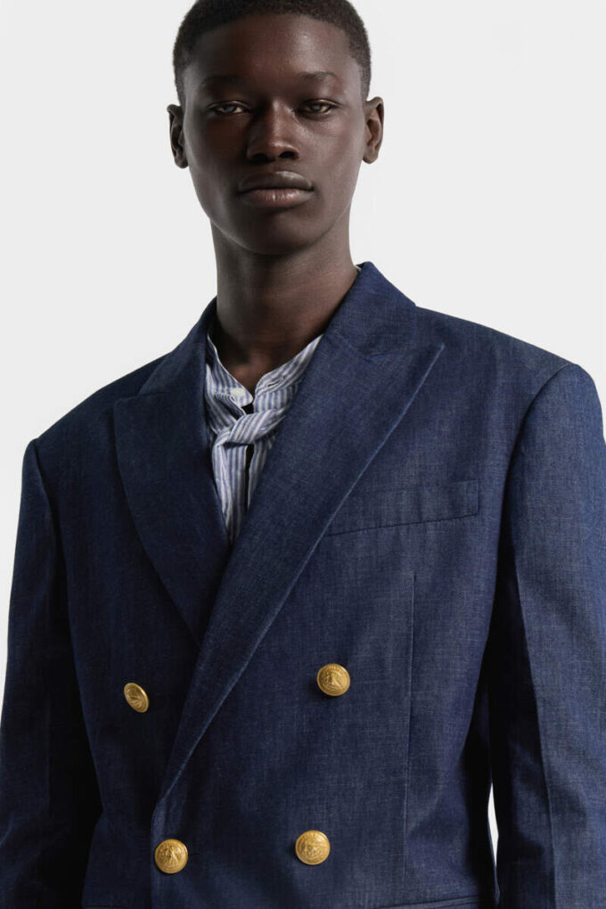 Denim Double Breasted Blazer