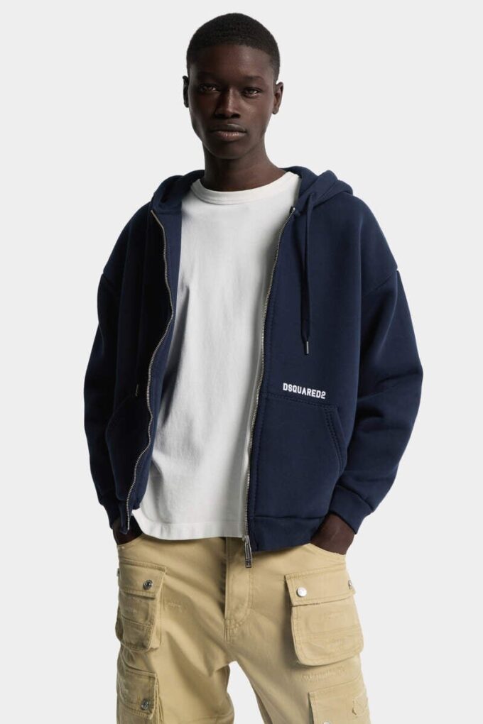 Dsquared2 Logo Boyfriend Fit Zipped Hoodie