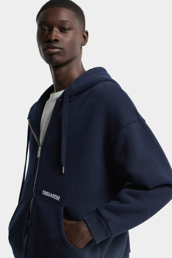 Dsquared2 Logo Boyfriend Fit Zipped Hoodie
