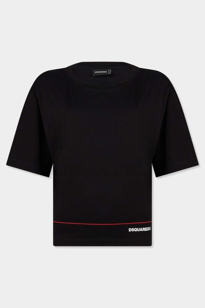 Dsquared2 Tape Cropped Breezy Fit T-Shirt
