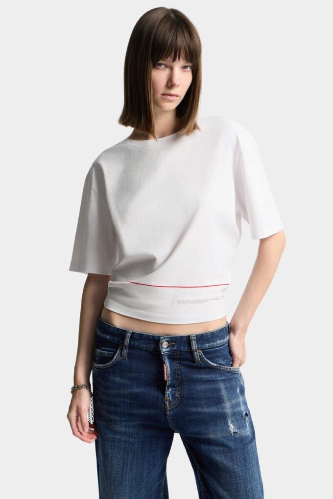 Dsquared2 Tape Cropped Breezy Fit T-Shirt