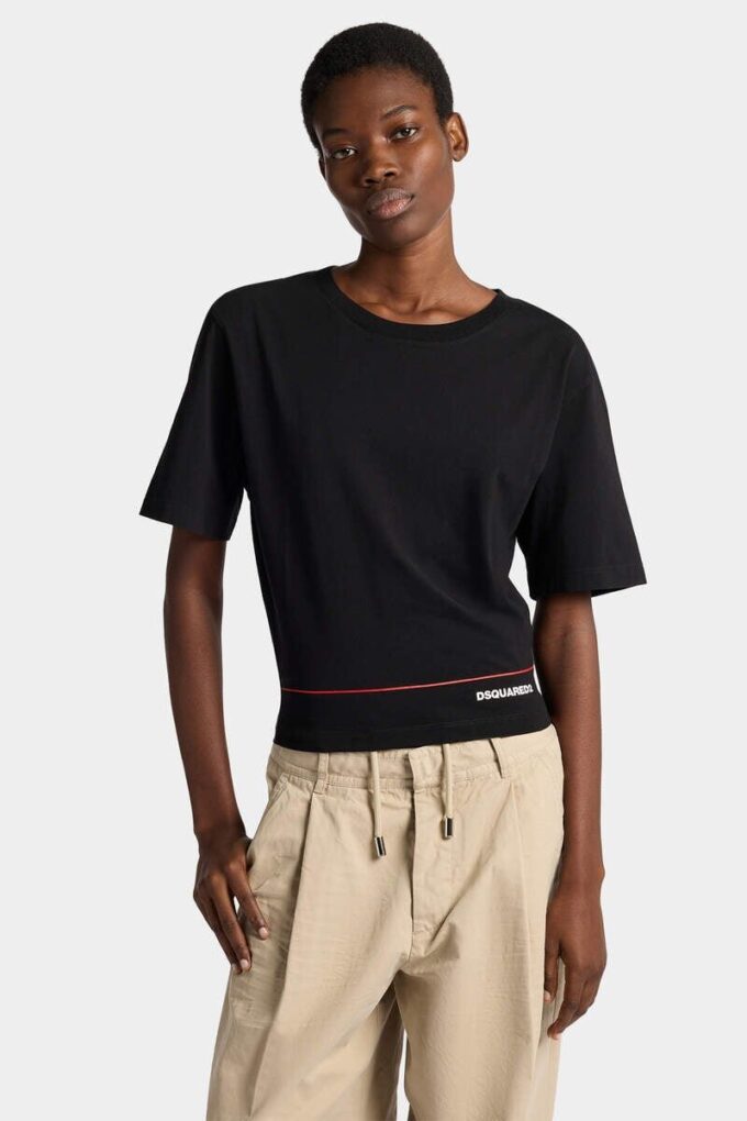 Dsquared2 Tape Cropped Breezy Fit T-Shirt