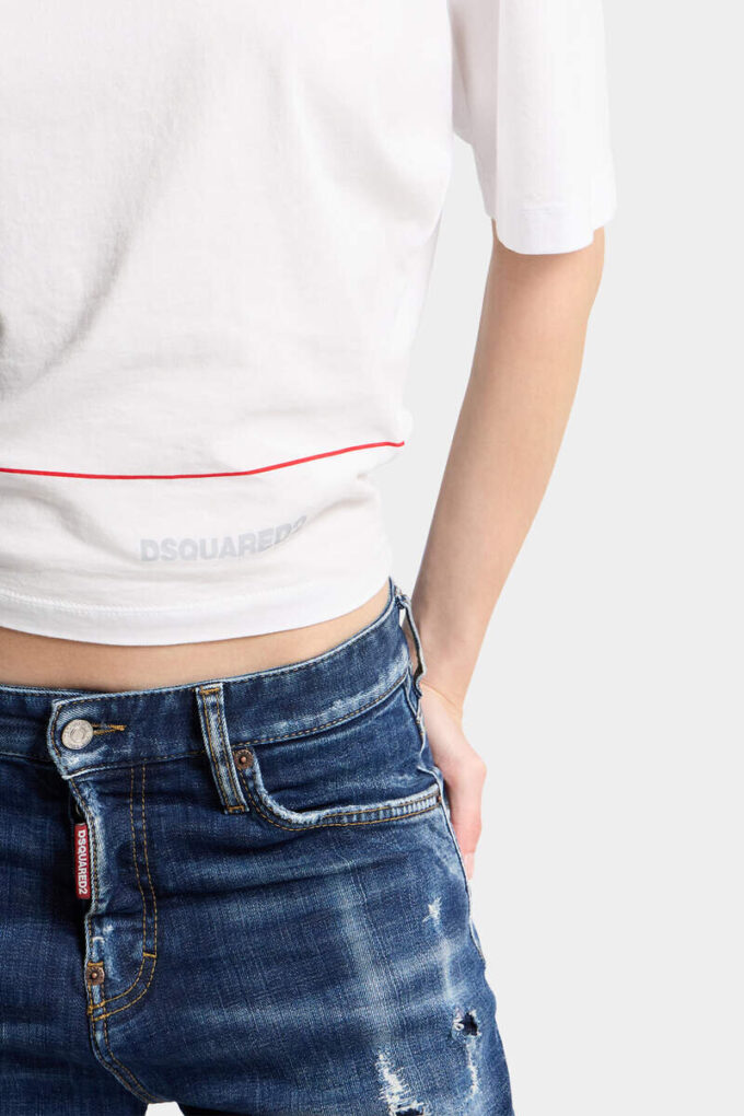 Dsquared2 Tape Cropped Breezy Fit T-Shirt