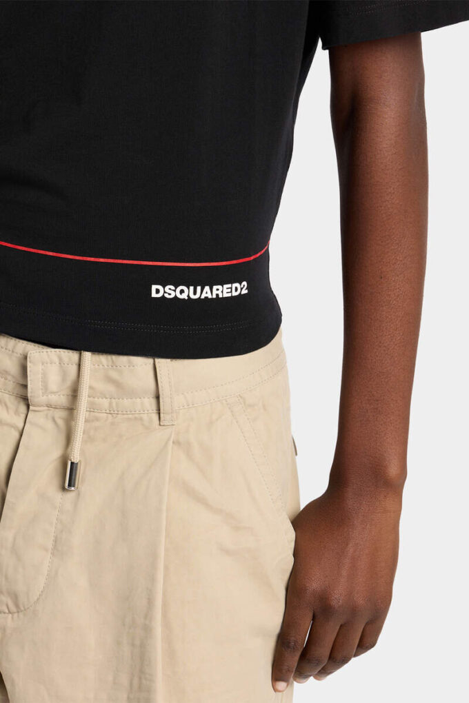 Dsquared2 Tape Cropped Breezy Fit T-Shirt