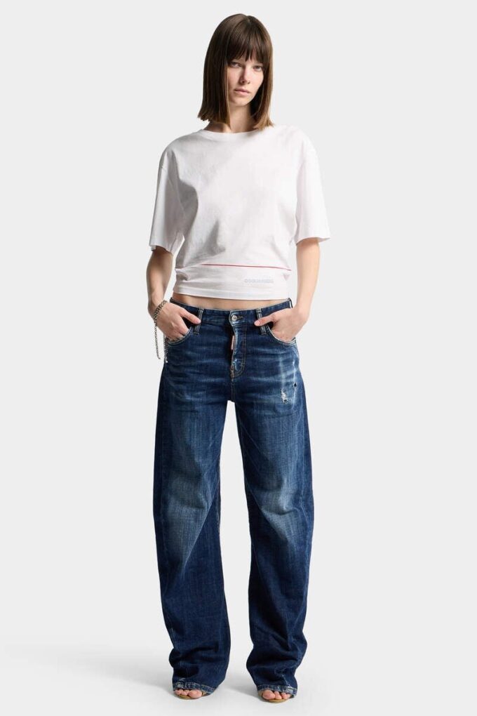 Dsquared2 Tape Cropped Breezy Fit T-Shirt