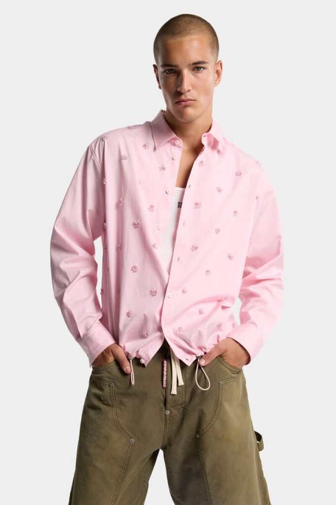 Embroidered Drawstring Shirt