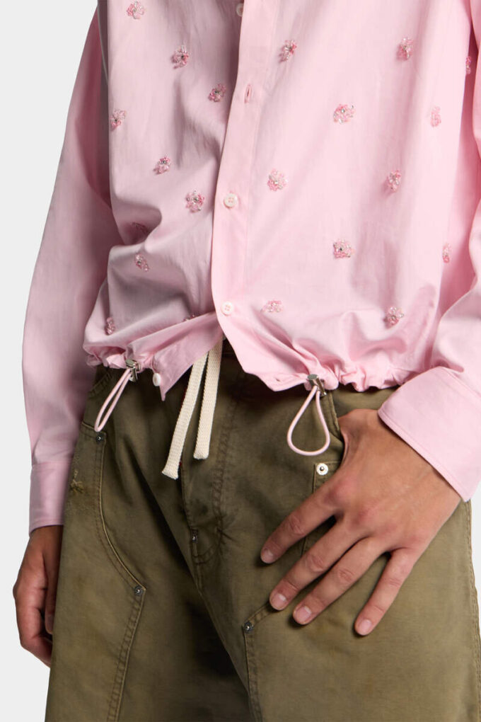 Embroidered Drawstring Shirt