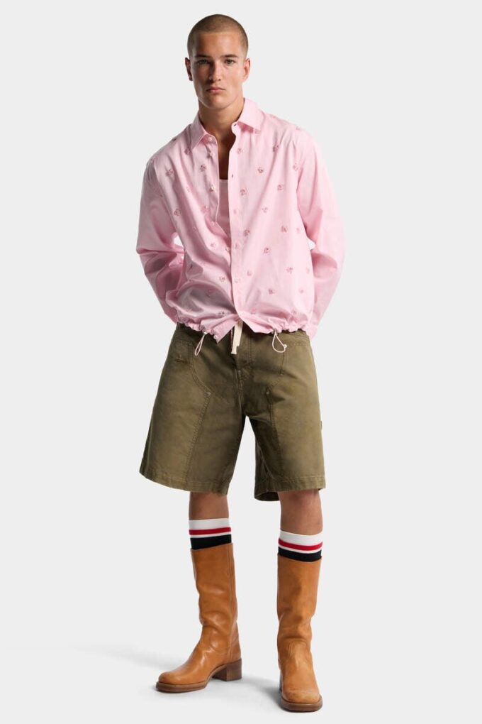 Embroidered Drawstring Shirt