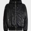 Faux Leather Zipped Hoodie