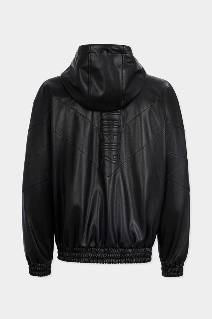 Faux Leather Zipped Hoodie