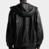 Faux Leather Zipped Hoodie