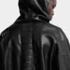 Faux Leather Zipped Hoodie