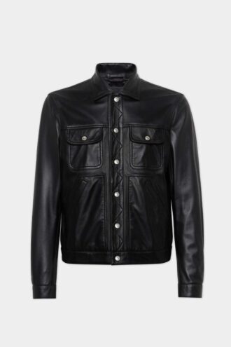 Leather Boxy Jean Jacket