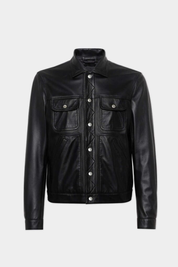 Leather Boxy Jean Jacket