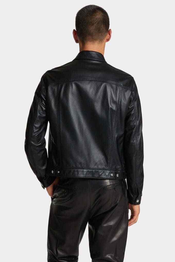 Leather Boxy Jean Jacket