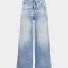 Light Diagonale Wash Baggy Jeans