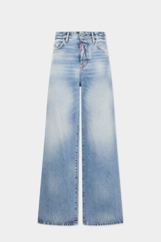 Light Diagonale Wash Baggy Jeans