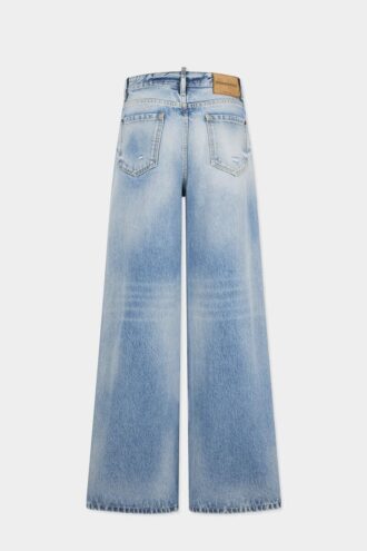 Light Diagonale Wash Baggy Jeans