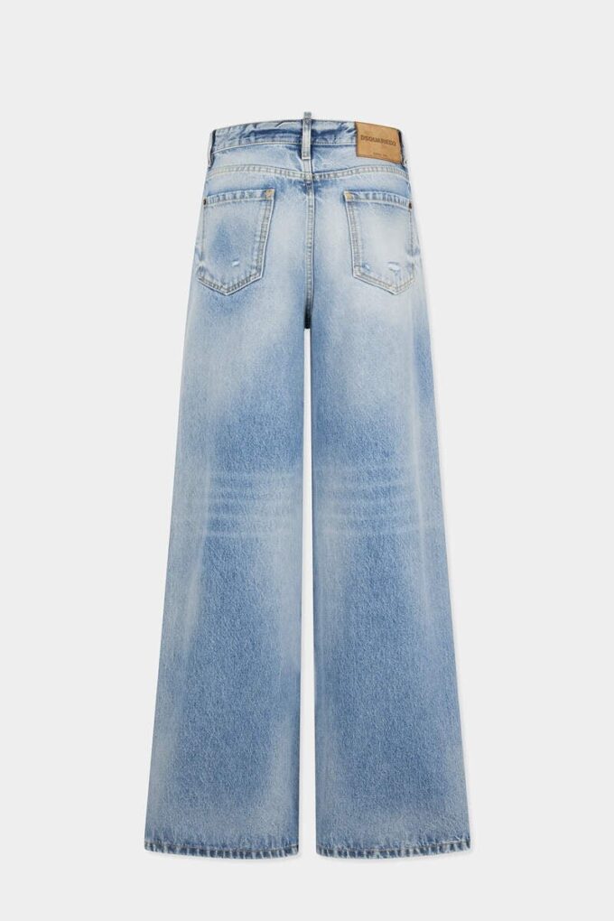 Light Diagonale Wash Baggy Jeans